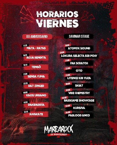 horarios viernes
